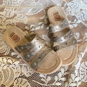 Earth Spirit velcro sandal silver bronze‎ size 6.5 boho